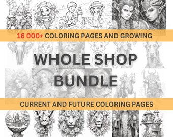 Complete shopbundel met duizenden kleurplaten voor volwassenen, kinderen en tieners, kleurboekbundel grijswaarden kleurboeken