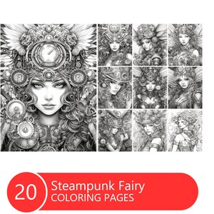 Steampunk Fairy Portraits Coloring Book for Adults and Kids, Grayscale  Coloring Pages, Instant Download, Printable PDF File