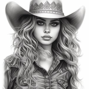 Cowgirls Coloring Page for Adults and Kids, Fantasy, Instant Download ...