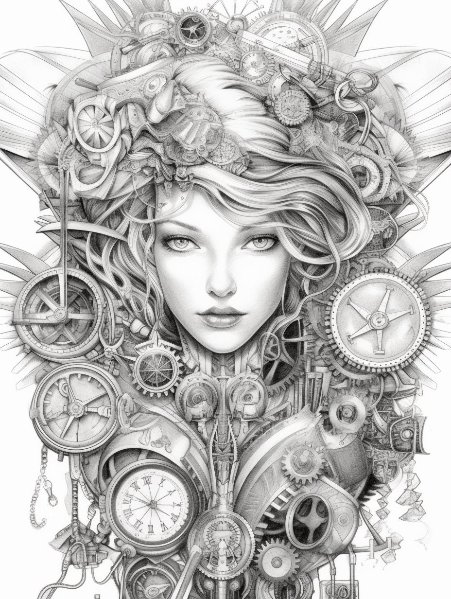 Steampunk Fairy Portraits Coloring Book for Adults and Kids - Etsy