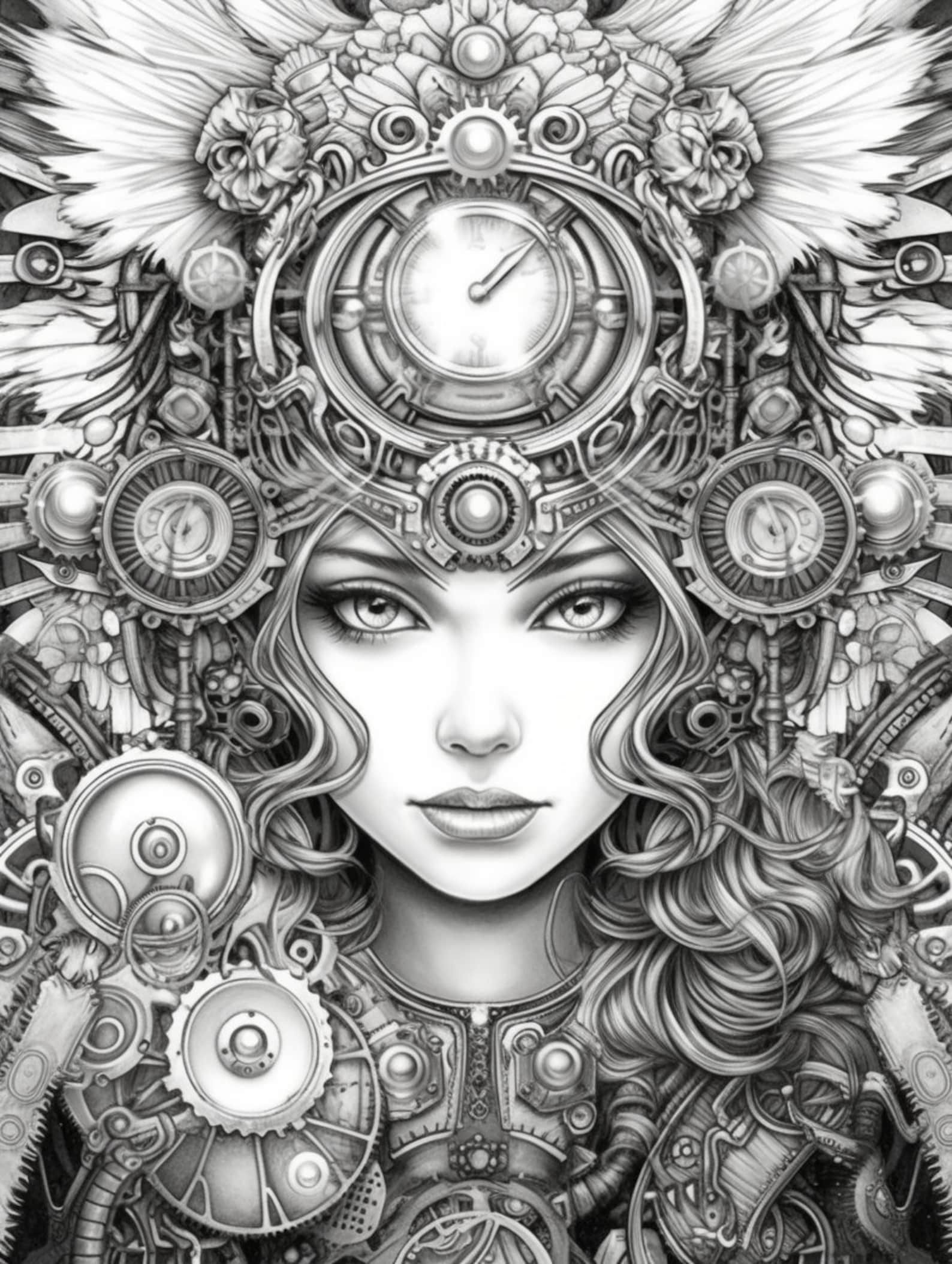 Steampunk Fairy Portraits Coloring Book for Adults and Kids - Etsy