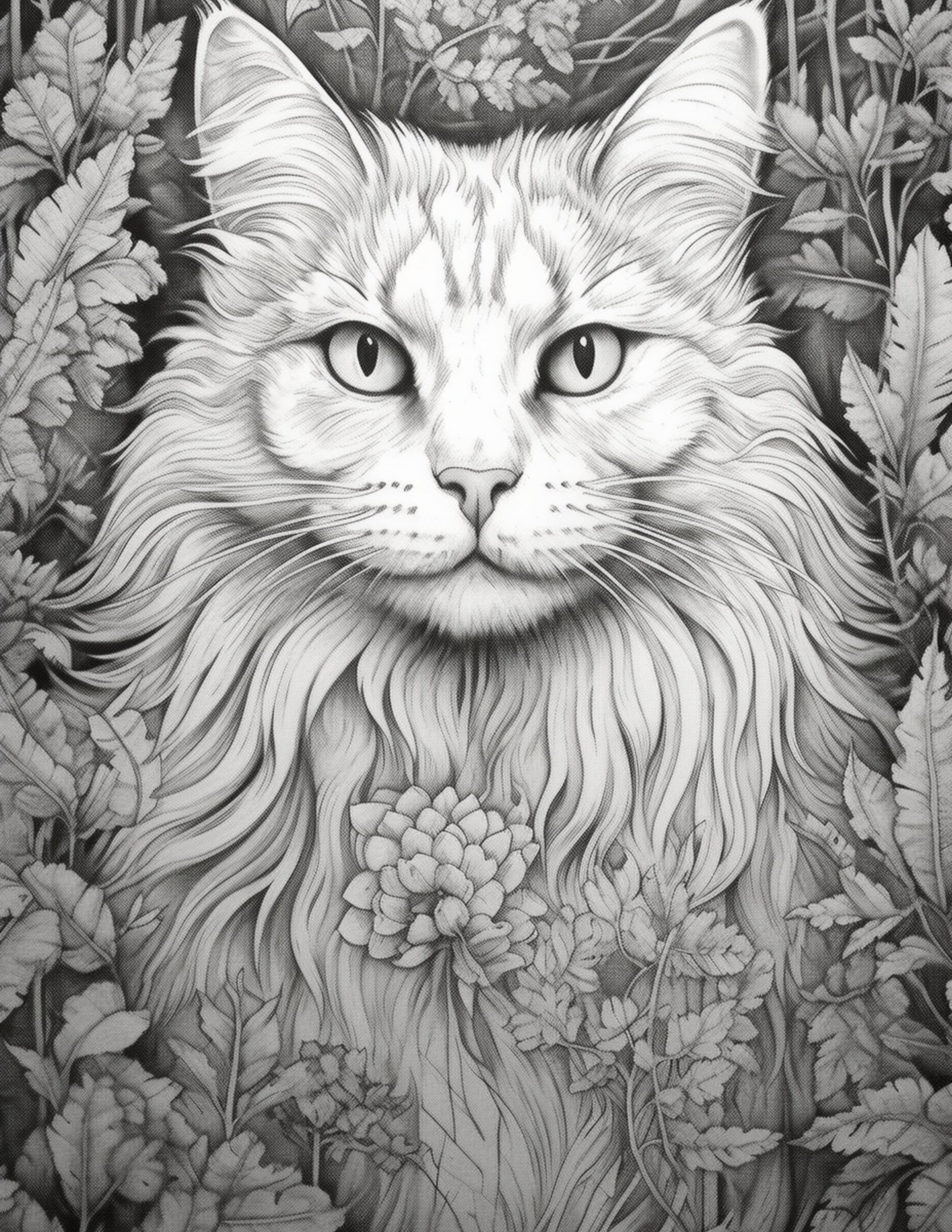 Cats Coloring Pages Printable Adults Kids Coloring Book - Etsy