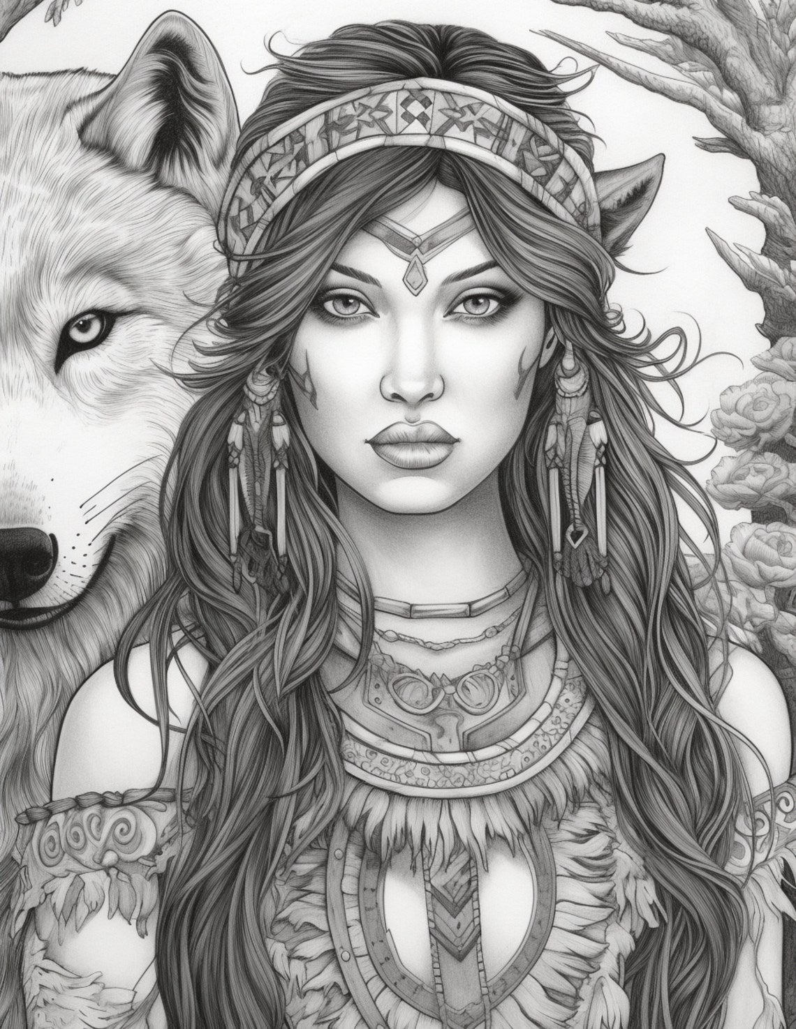 Native American Women Coloring Pages for Adults and Kids - Etsy