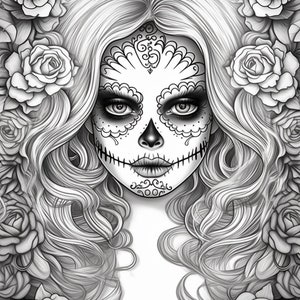 Día De Muertos Portraits Coloring Pages for Kids and Adults - Etsy