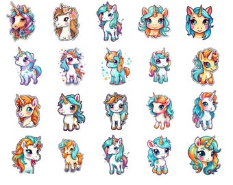 45 Unicorn SVG Bundle, Colorful Unicorns, Unicorn Rainbow SVG, Digital Download, Unicorn clipart