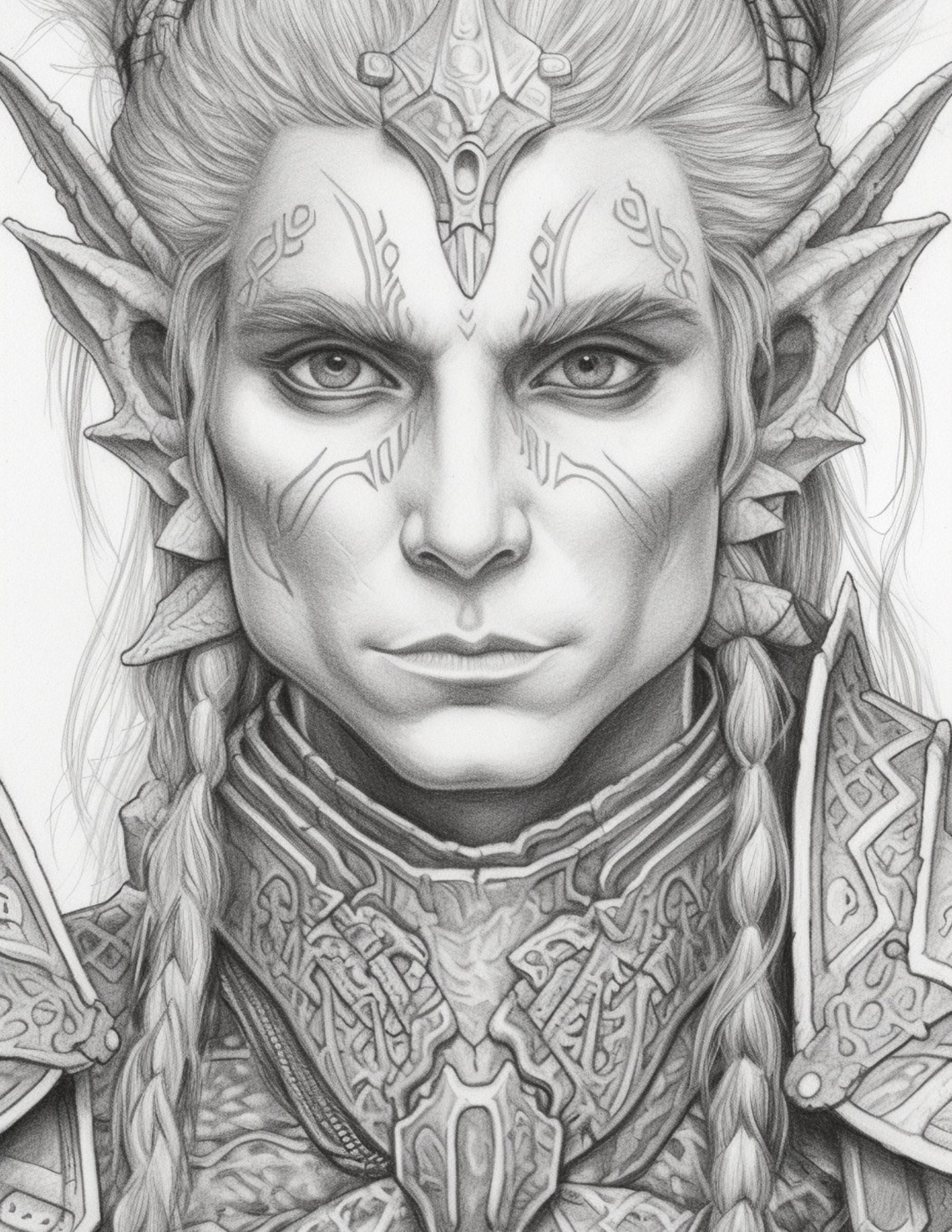 Elf Coloring Page for Adults and Teens Grayscale Coloring - Etsy