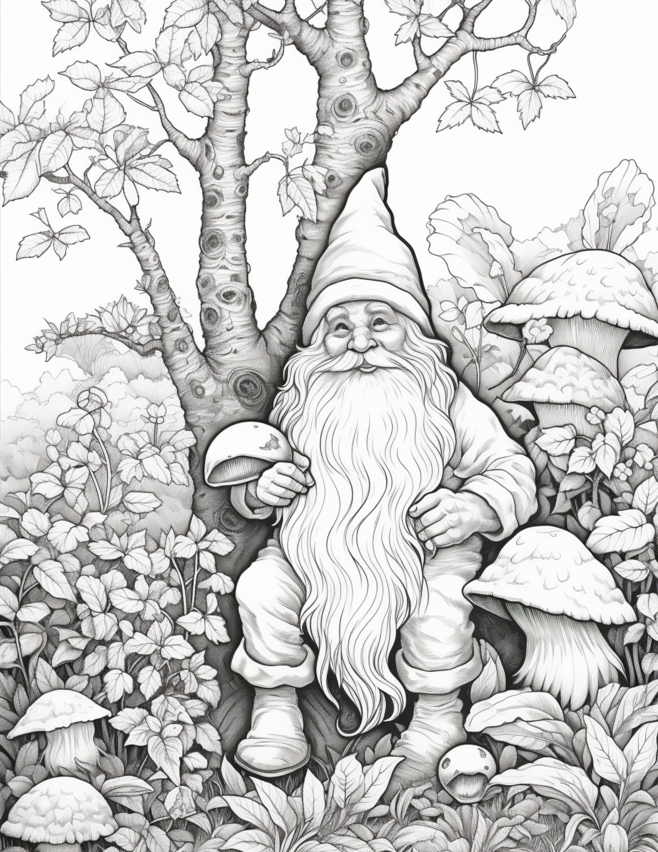 Garden Gnomes Coloring Book for Adults Teens Instant Etsy