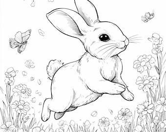 Cute Animals Coloring Book for Adults and Kids, Grayscale Coloring Pages, Instant Download, Printable PDF File