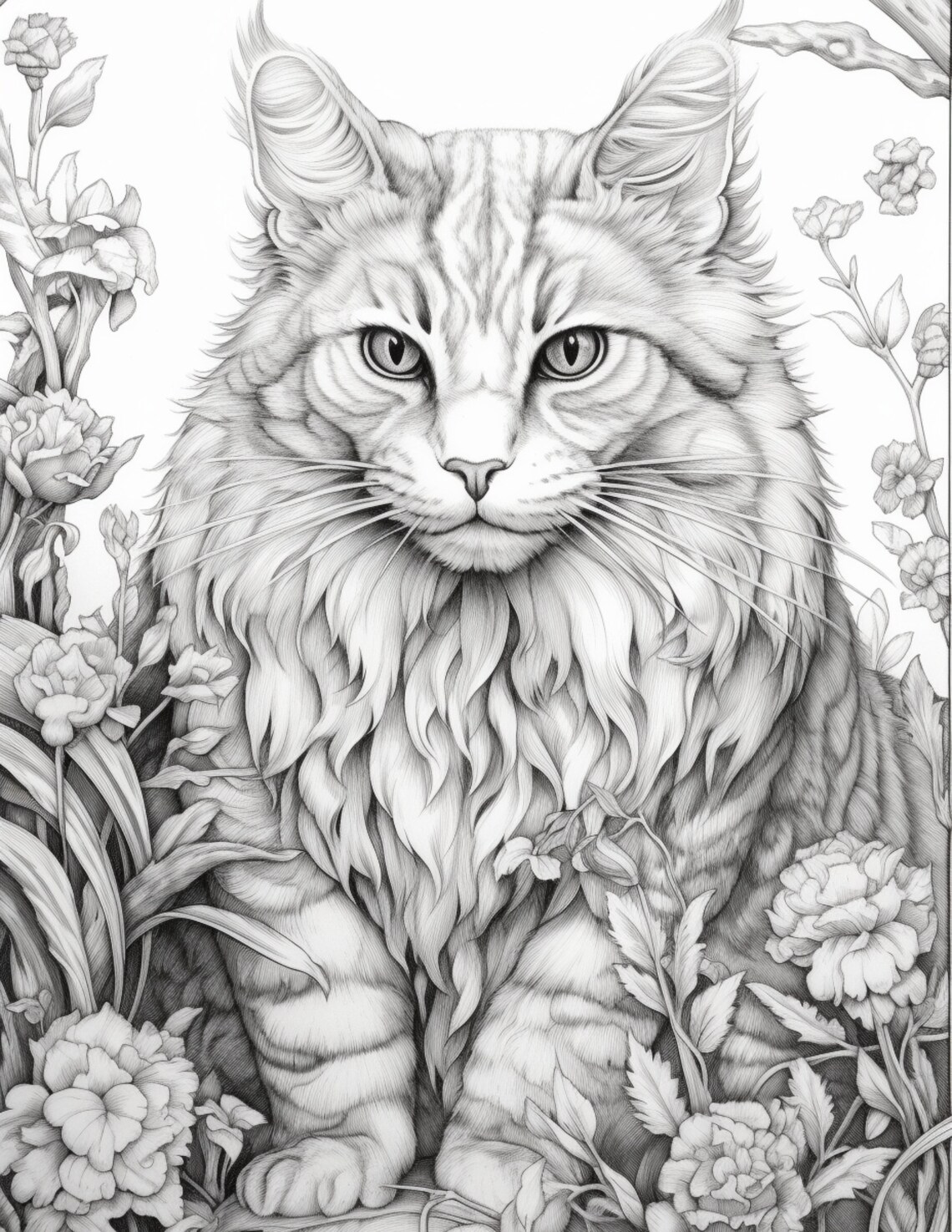 Cats Coloring Pages Printable Adults Kids Coloring Book - Etsy