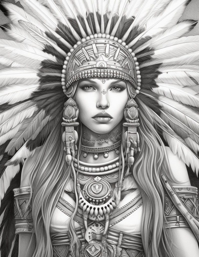 Native American Women Coloring Pages for Adults and Kids - Etsy