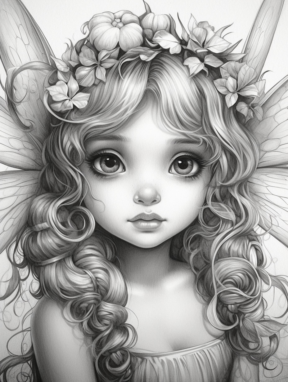 250 Fairies Adult Coloring Pages Download Grayscale - Etsy