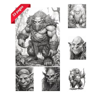 Trolls Coloring Page for Adults and Teens, Grayscale Coloring Book, Instant Download, Printable PDF