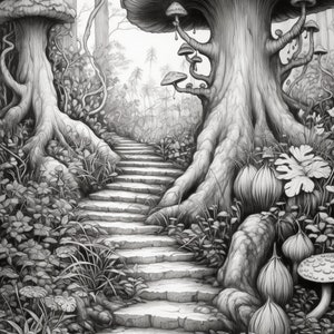 Enchanted Country Coloring Book for Adults + kids- Instant Download - Gift, Printable Art PDF image 5