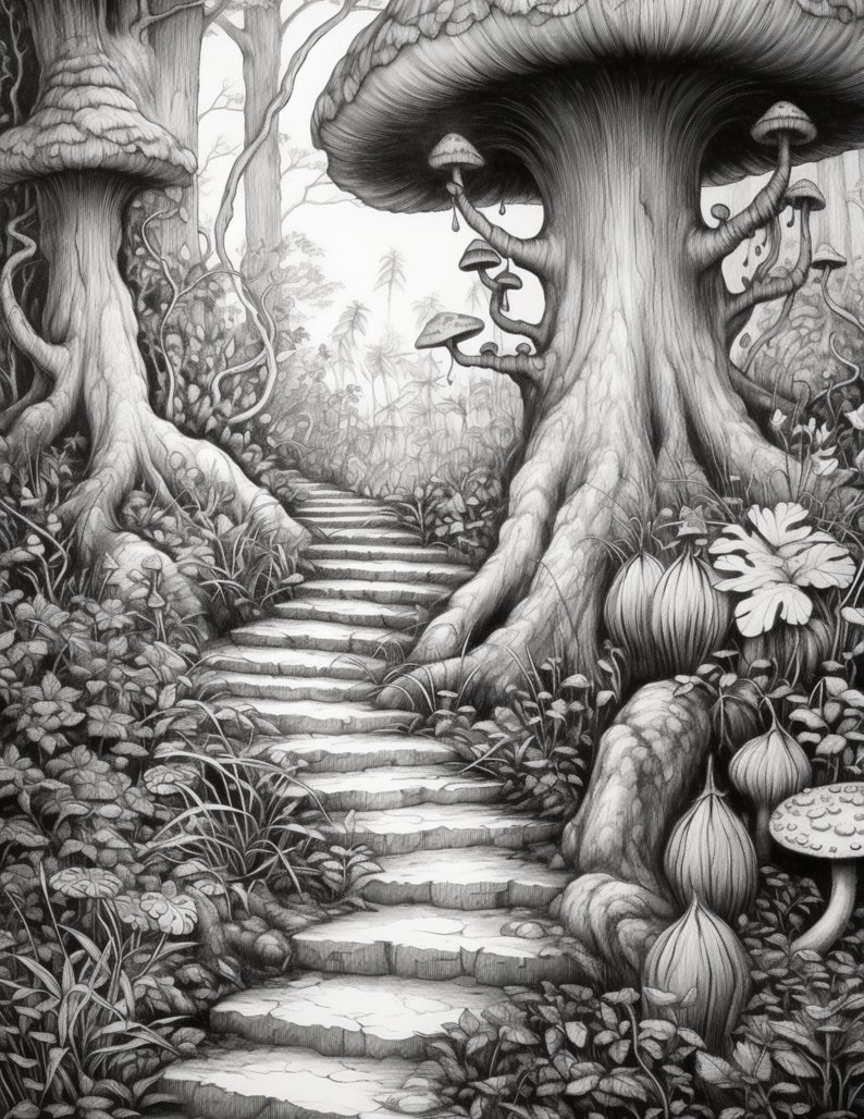Enchanted Country Coloring Book for Adults + kids- Instant Download - Gift, Printable Art PDF image 5