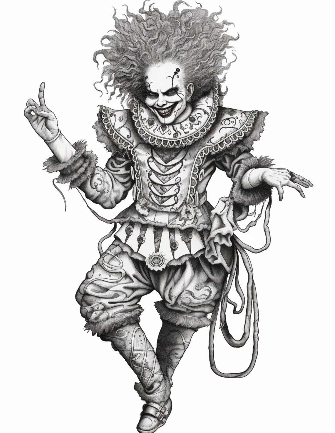 Scary Clowns Coloring Book Adults Coloring Pages Grayscale - Etsy
