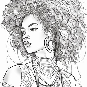 Black Woman Coloring Pages, Printable PDF, Beautiful African American ...