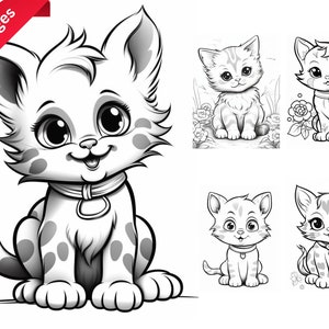 Cute Cats Coloring Book for Kids, Instant Download, Printable PDF