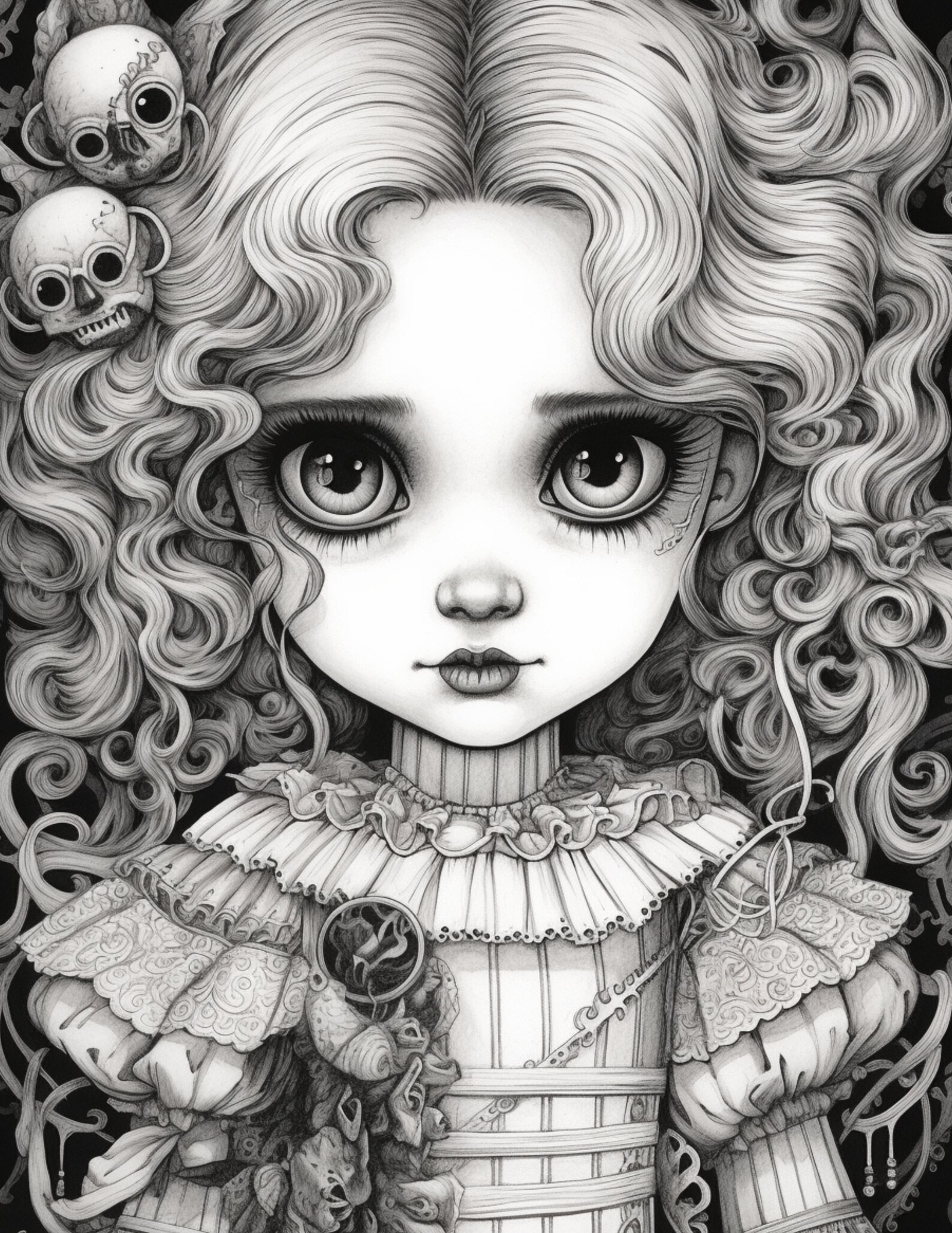 Creepy Doll Coloring Book for Adults and Kids Instant - Etsy