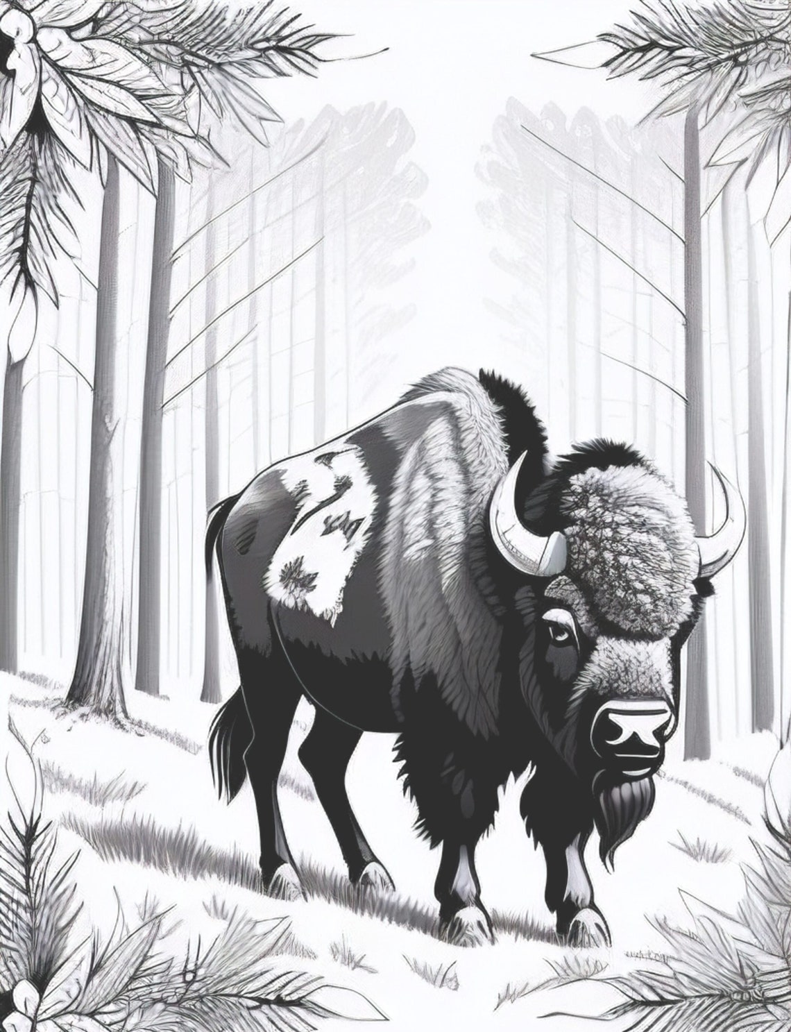 North American Animals Coloring Page Adults Kids Download Etsy