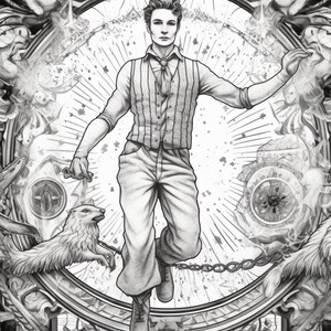 Circus Coloring Book, Adults Coloring Page, Grayscale Illustration ...