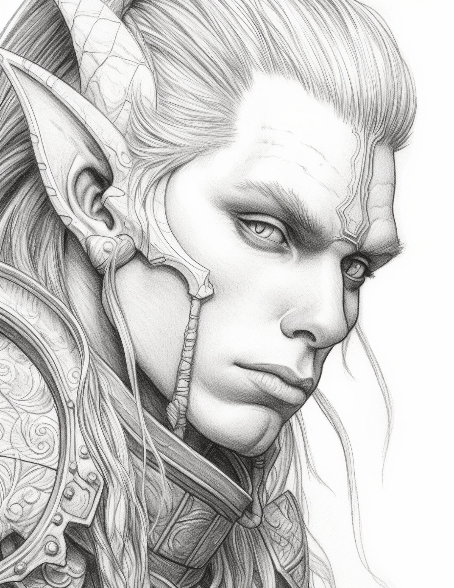 Elf Coloring Page for Adults and Teens Grayscale Coloring - Etsy