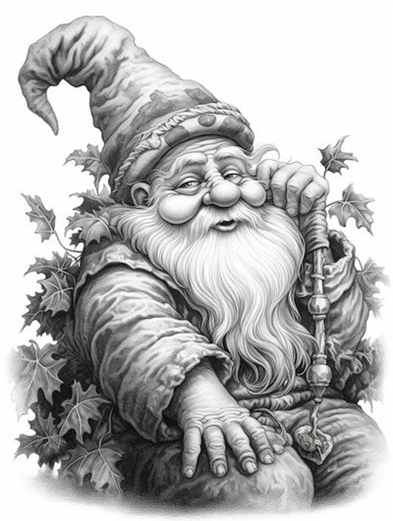 Christmas Gnomes Coloring Book for Adults and Kids Grayscale - Etsy