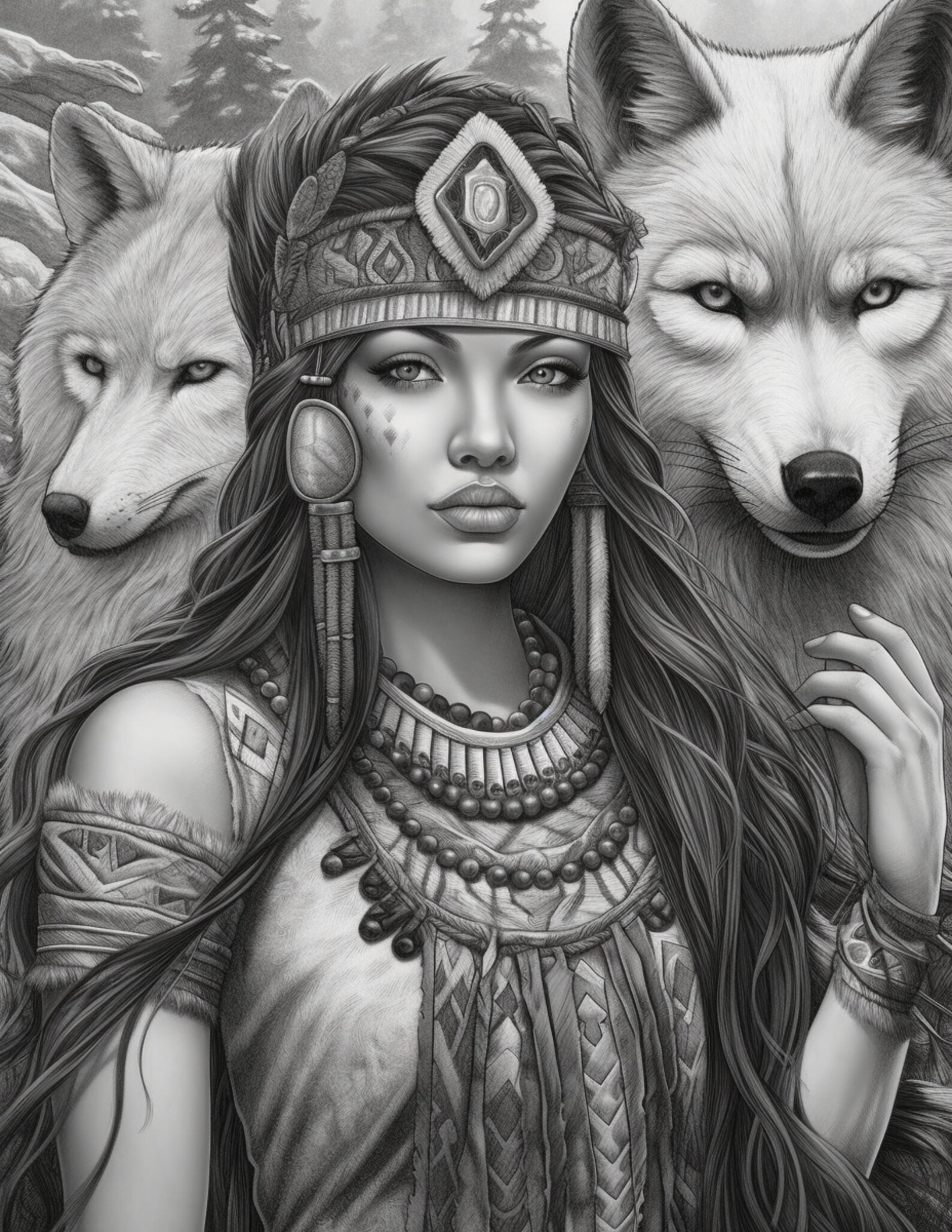 Native American Women Coloring Pages for Adults and Kids - Etsy