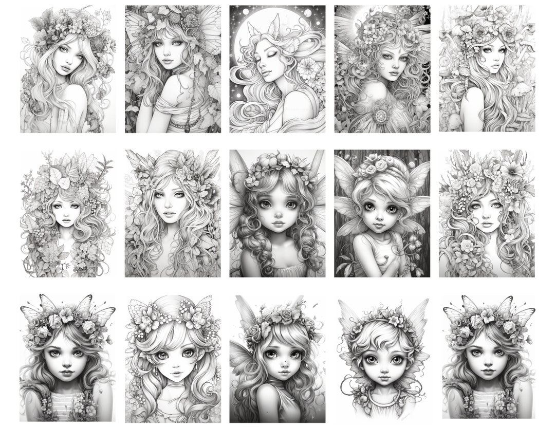 250+ Fairies Adult Coloring Pages, Download Grayscale Illustrations