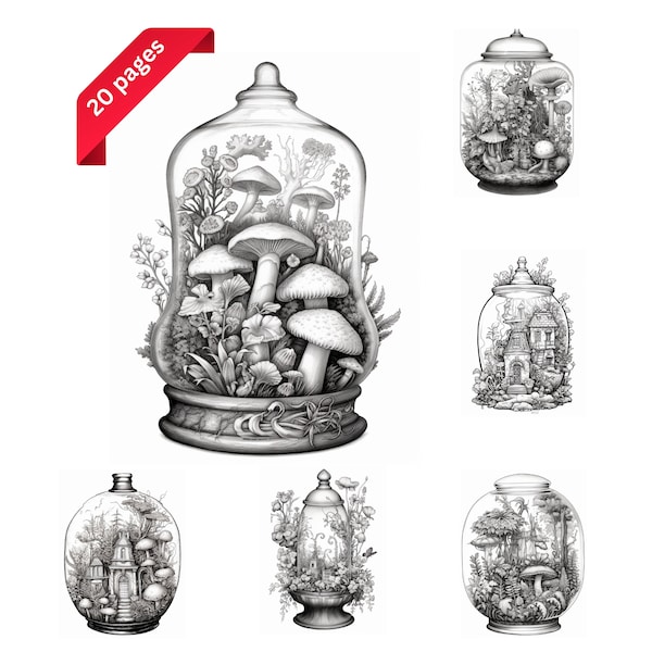 Terrarium Coloring Book Etsy