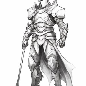 Knights Coloring Page for Adults and Teens, Grayscale Coloring Book ...