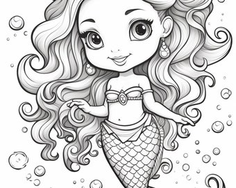 海外直订Mermaid Coloring Books For Girls: (Cute Girls, Kids