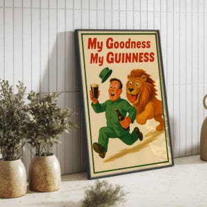 Vintage Guinness Poster Print – &quot;My Goodness My Guinness&quot; – Retro Beer Wall Art – Digital Download A4 A3 A2 A1 – Instant Printable Bar Decor