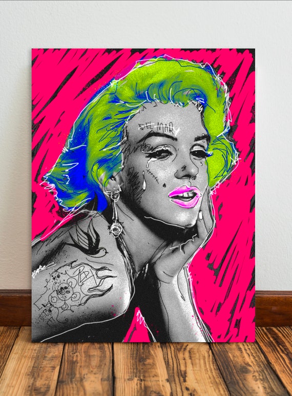 Marilyn Monroe Graffiti | Digital Art | Street Art | Modern Pop Art | Unique Paint | Modern Portrait | Wall Decor | Gift | Poster | Original