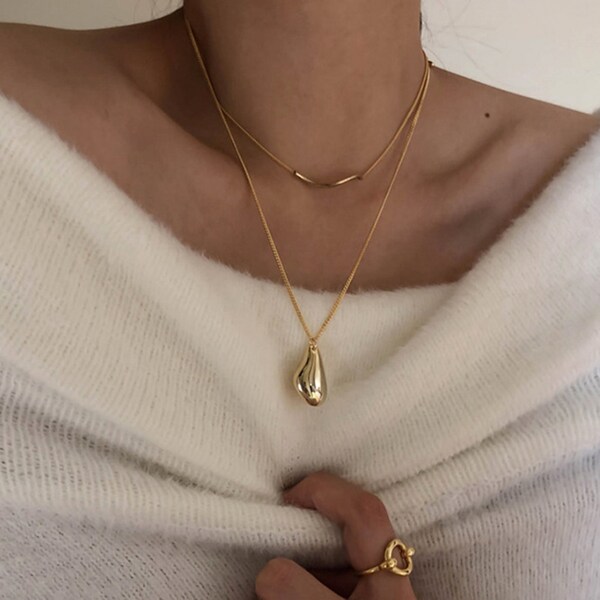 black water drop necklace