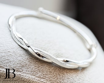 Silver Twist Two-Way Bangle | Mobius Adjustable Bracelet  | Silver Bracelet | Gifts for Her