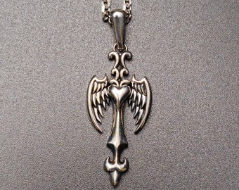Sterling Silver Winged Heart Pendant