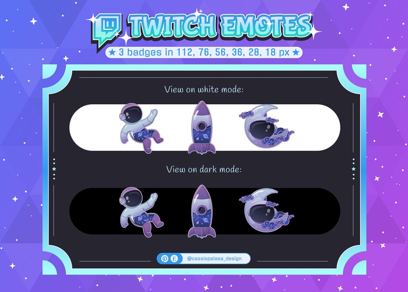 3 Space Theme Emote or Badges Set for Twitch/discord Custom Gaming