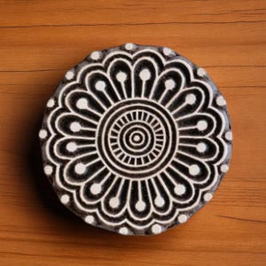 Pottery Stamp, Soap Stamp, Textile Stamp, Indian wood stamp, Tjap, Hand Carved, Stamp for Clay, Block print Stamp - Mehndi Flower