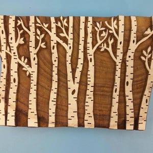 Tampon poterie bloc d'impression en bois forêt de bambous, tjaps batik, stempel blaudruck