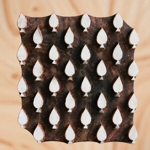 Trästämpel med upprepade spadermönster, handskuret indiskt textilblock för tygtryck, keramik och DIY-hantverk, HolzStempel