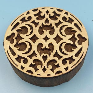 Oriental Mandala Wooden Printing Block Pottery Stamp, Batik Tjaps, Blaudruck stempel