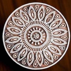 Pottery Stamp, Soap Stamp, Textile Stamp, Indian wood stamp, Tjap, Hand Carved, Stamp for Clay, Block print Stamp - Flower Geometry