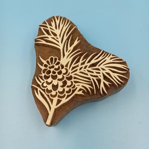 Thorny Flower Bud Wooden Printing Block Pottery Stamp, Batik Tjaps, Blaudruck stempel