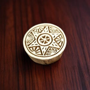 Bloque de impresión de madera "Estrella de circo": herramientas artesanales para batik e impresión de telas indias