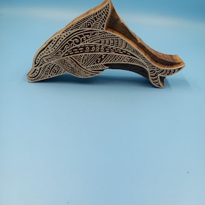 Zentangle dolfijn houten drukblok aardewerk stempel, batik tjaps, Blaudruck stempel