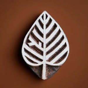 Pottery Stamp, Soap Stamp, Textile Stamp, Indian wood stamp, Tjap, Hand Carved, Stamp for Clay, Block print Stamp - Leaf Detail