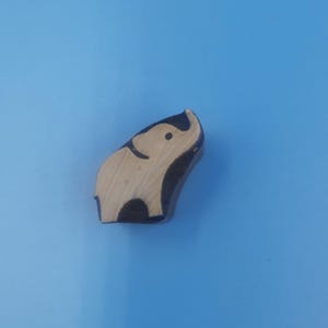 Mini bloque de impresión de madera maciza con forma de elefante, sello de cerámica, patrones batik, estampado en blanco