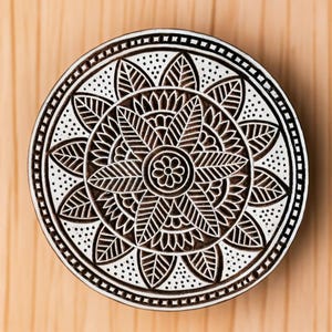 Pottery Stamp, Soap Stamp, Textile Stamp, Indian wood stamp, Tjap, Hand Carved, Stamp for Clay, Block print Stamp - Botanical Mandala
