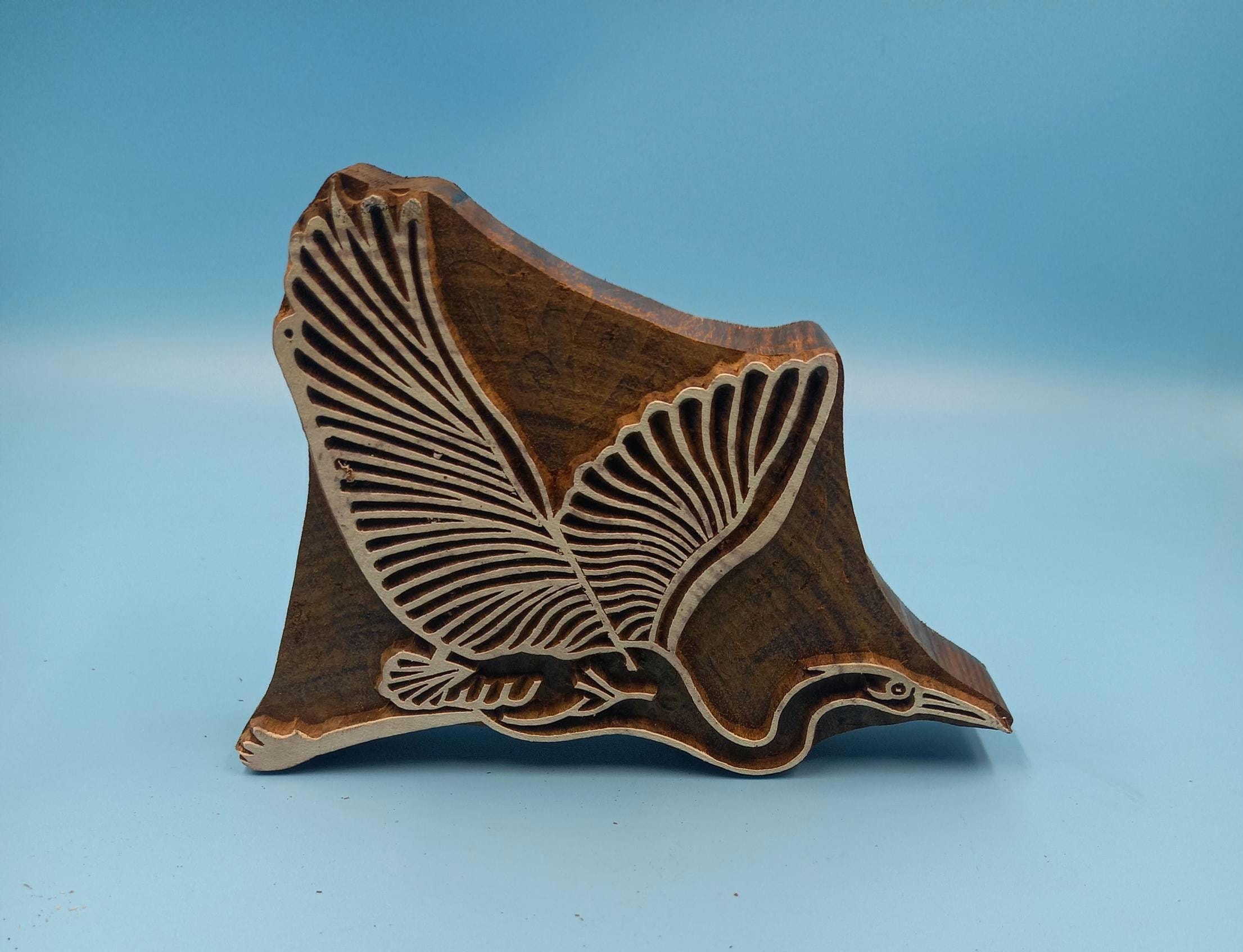 Flying Swan Wooden Printing Block Pottery Stamp, Batik Tjaps, Blaudruck stempel
