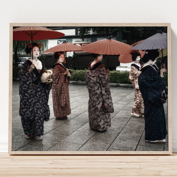 Geishas and maikos in Kyoto Japan. Color fine art print. Photo wall art. Travel photography poster